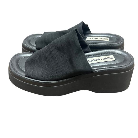 Steve Madden Black Platform Sandals Size 6.5 - Picture 1 of 4